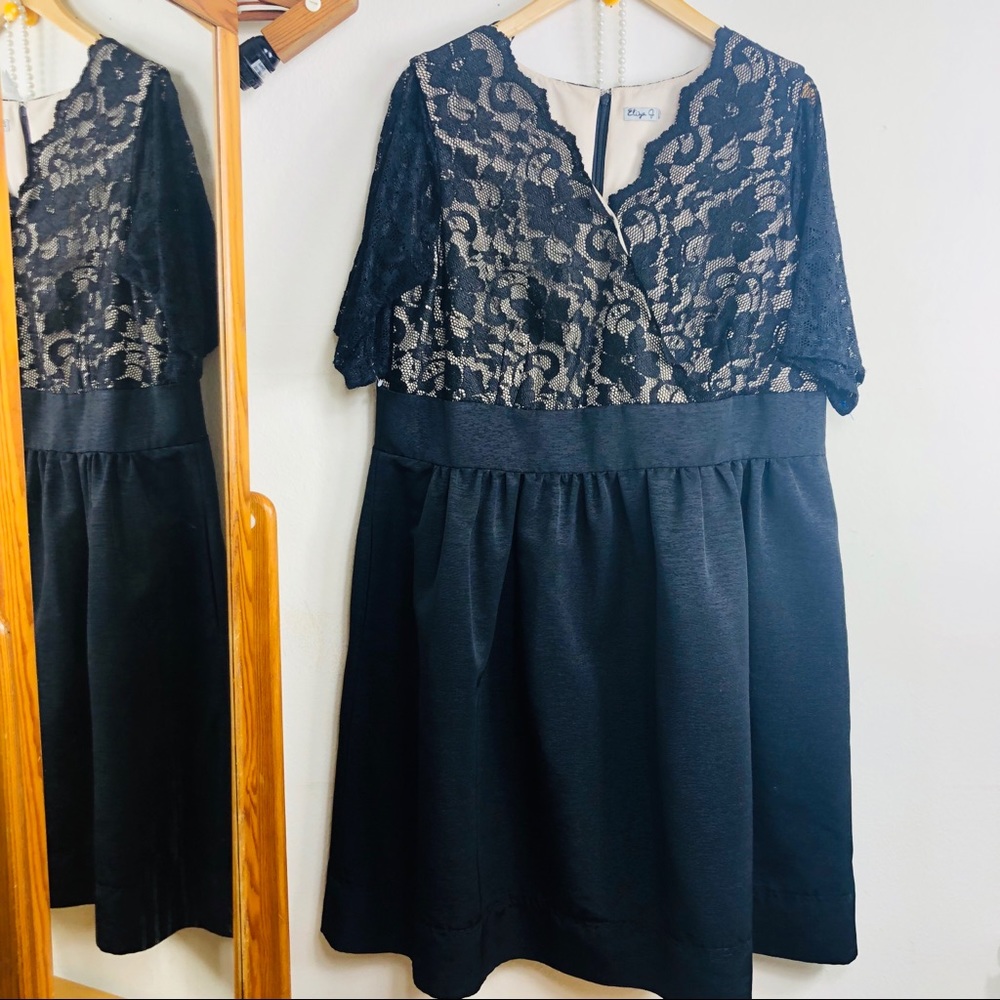 Eliza J Black & Cream Lace Dress Size 14